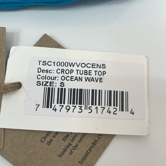 NWT Toast Swim Crop Tube Top Bandeau Bikini Top S Ocean Wave - Picture 8 of 9